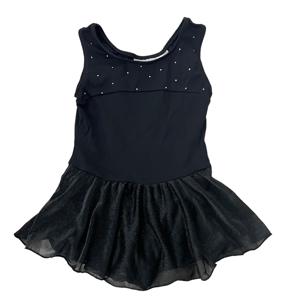 Jacques Moret Black Shimmery Skirted Dance Leotard 6/7
